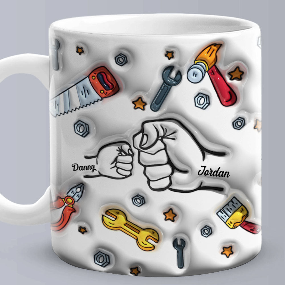 Father's Day Gifts Personalized Names Custom 3D Inflated Effect Printed Mug 1-6 Kids - auphotoblanket