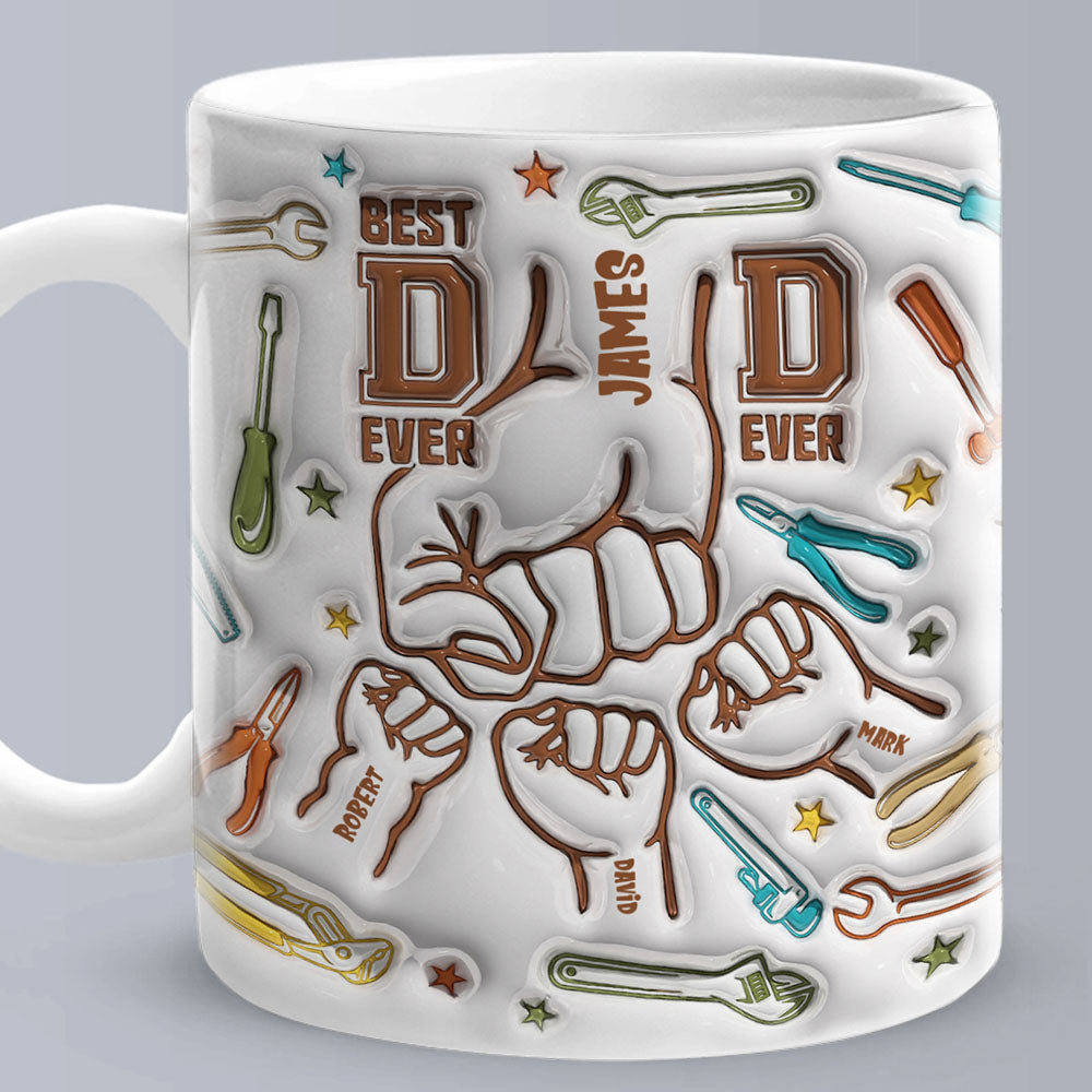 Gifts for Dad Personalized Names Custom 1-6 Kids 3D Inflated Effect Printed Mug Happy Father's Day - auphotoblanket
