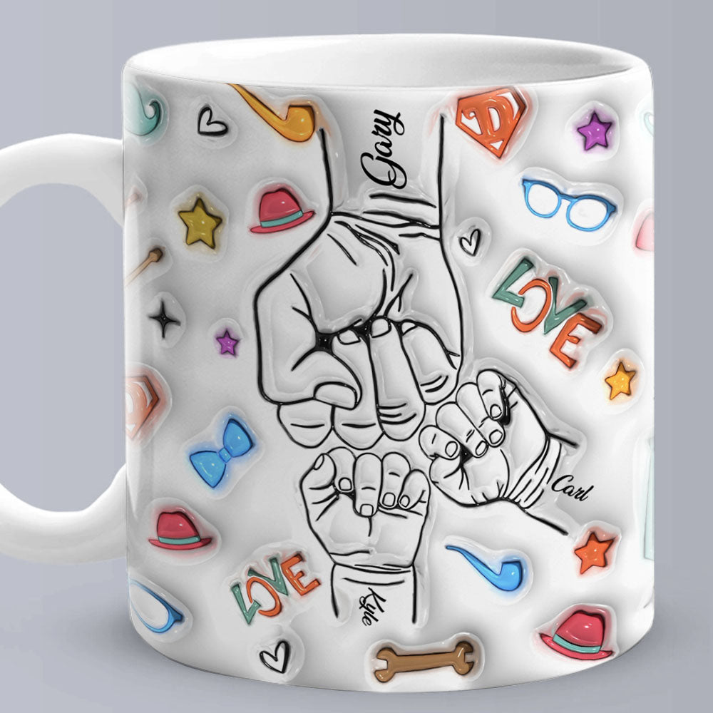 Gifts for Dad Custom 1-6 Kids Personalized Names 3D Inflated Effect Printed Mug Father's Day Gifts - auphotoblanket