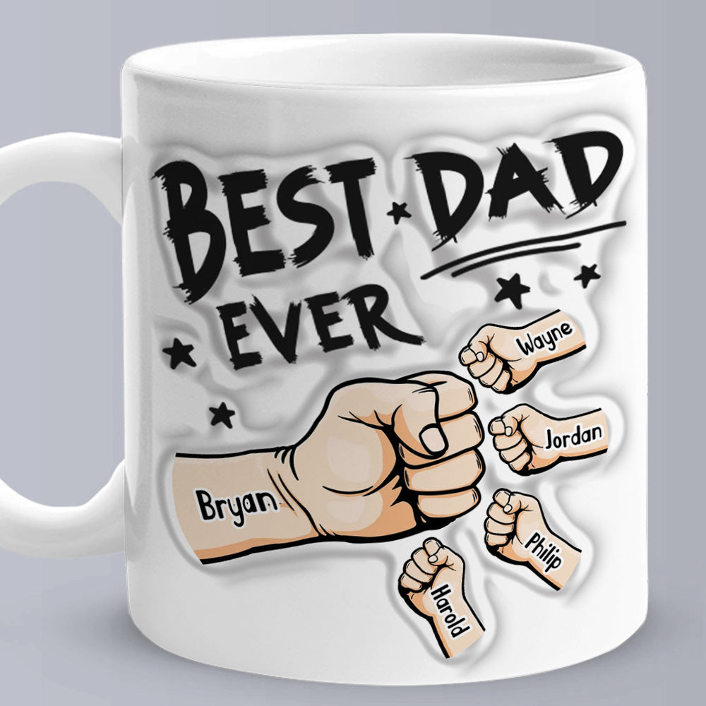 Father's Day Gifts Custom 1-6 Kids Personalized Names 3D Inflated Effect Printed Coffee Mug You are My Best Dad - auphotoblanket