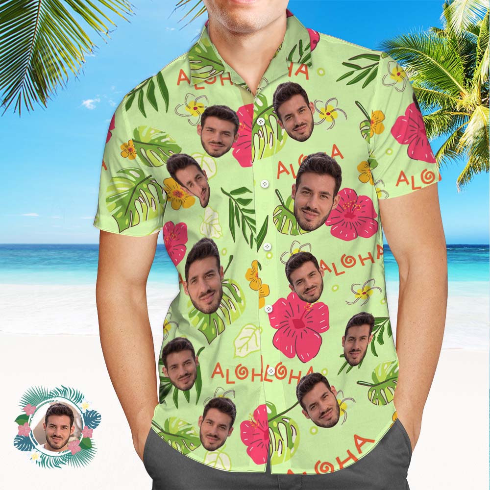 Custom Face All Over Print Hawaiian Shirt ALOHA Flower Hawaii Shirt - MyHawaiianShirtsAU