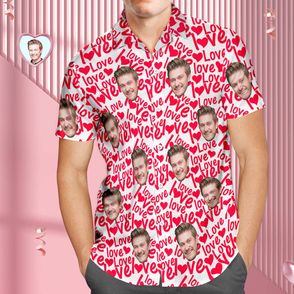 Custom Face Hawaiian Shirt For Men ALL Over Printed Love Shirt Valentine's Day Gifts For Him - MyHawaiianShirtsAU