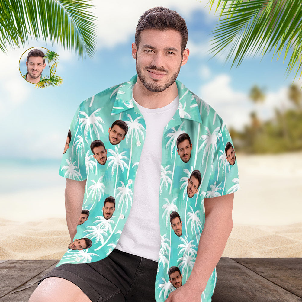 Custom Men's Hawaiian Shirt Face Paradise Palms Hawaiian Shirt Gift For Men - MyHawaiianShirtsAU
