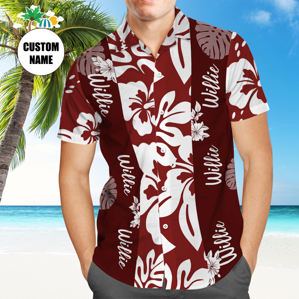 Custom Name Hawaiian Shirt, Floral Tropical Vintage Pattern Custom Name Aloha Shirts 4 Colors Available - MyHawaiianShirtsAU