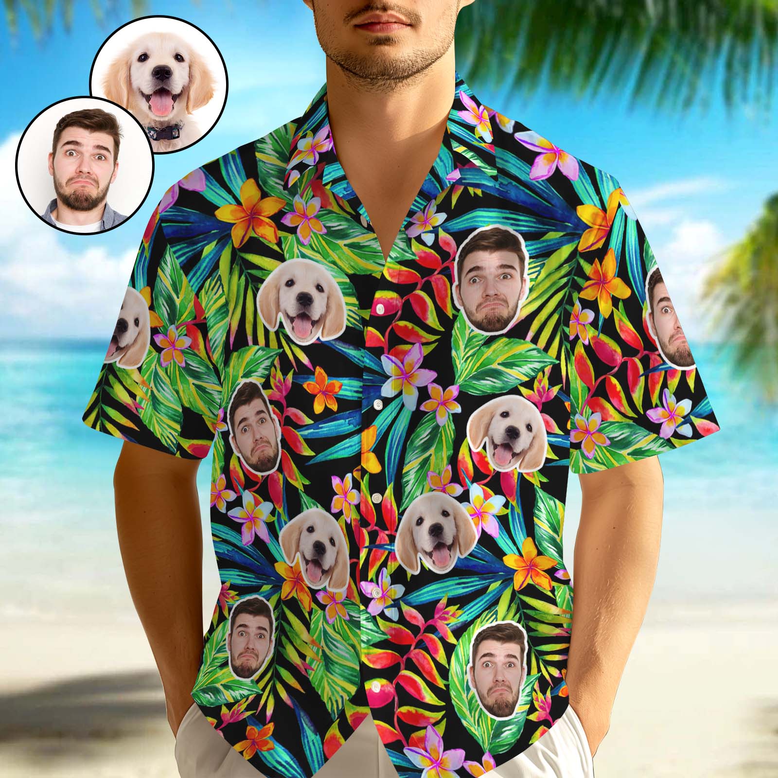 Hawaiian Shirts With 1-3 Faces Custom Button-down Shirts Gift For Him - MyHawaiianShirtsAU