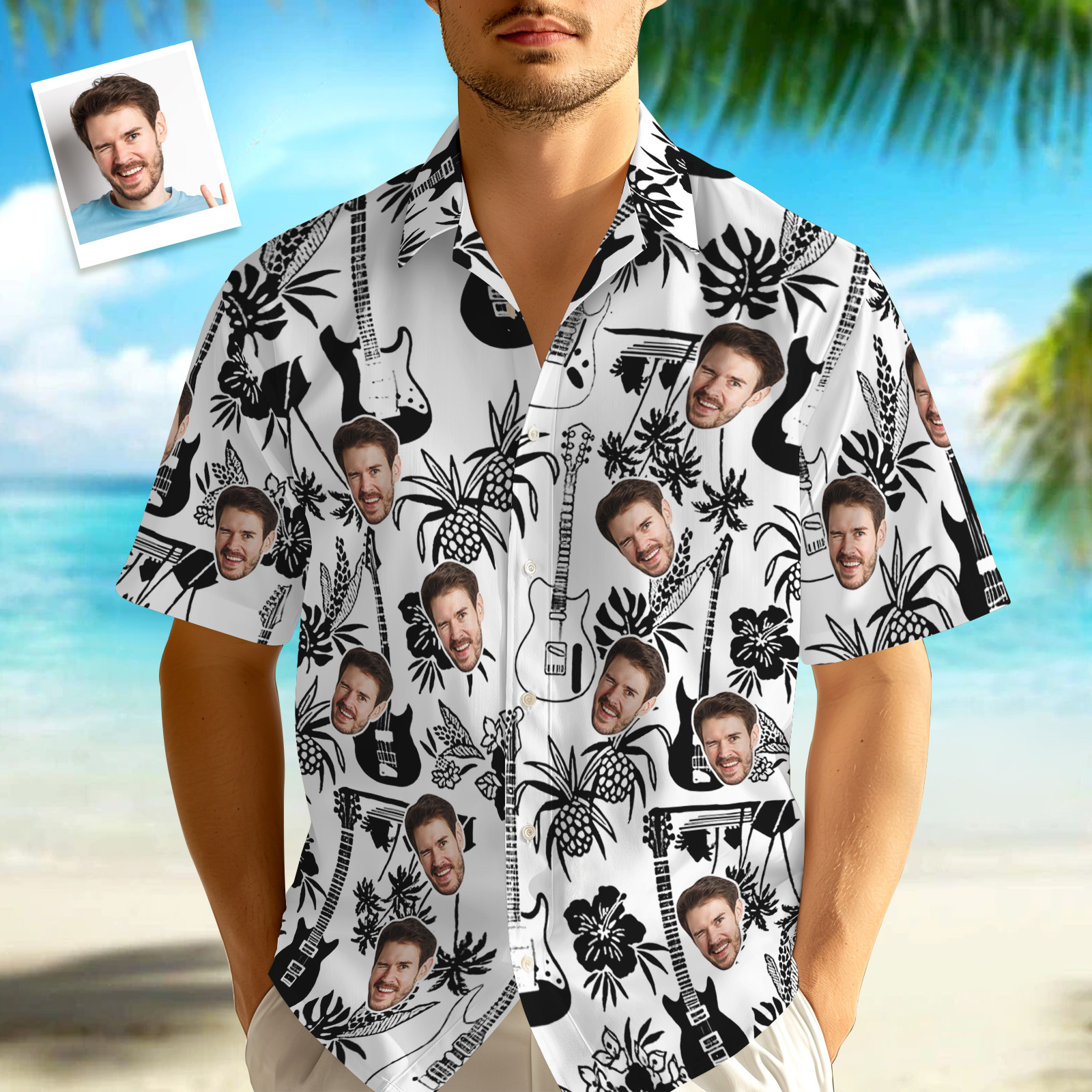 Custom Photo Hawaiian Shirt 3D Electric Guitar Shirt - MyHawaiianShirtsAU