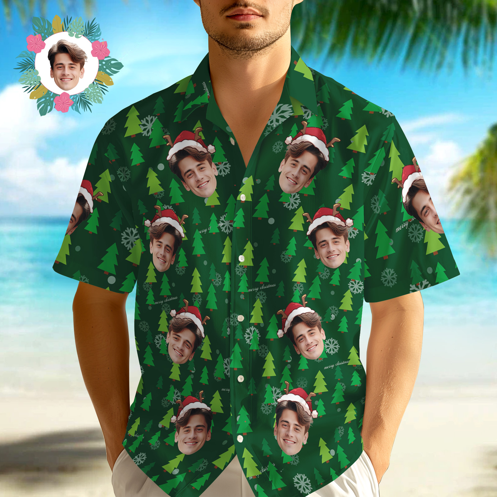Custom Face Button-down Shirts Custom Face Shirts Christmas Gift For Him - MyHawaiianShirtsAU