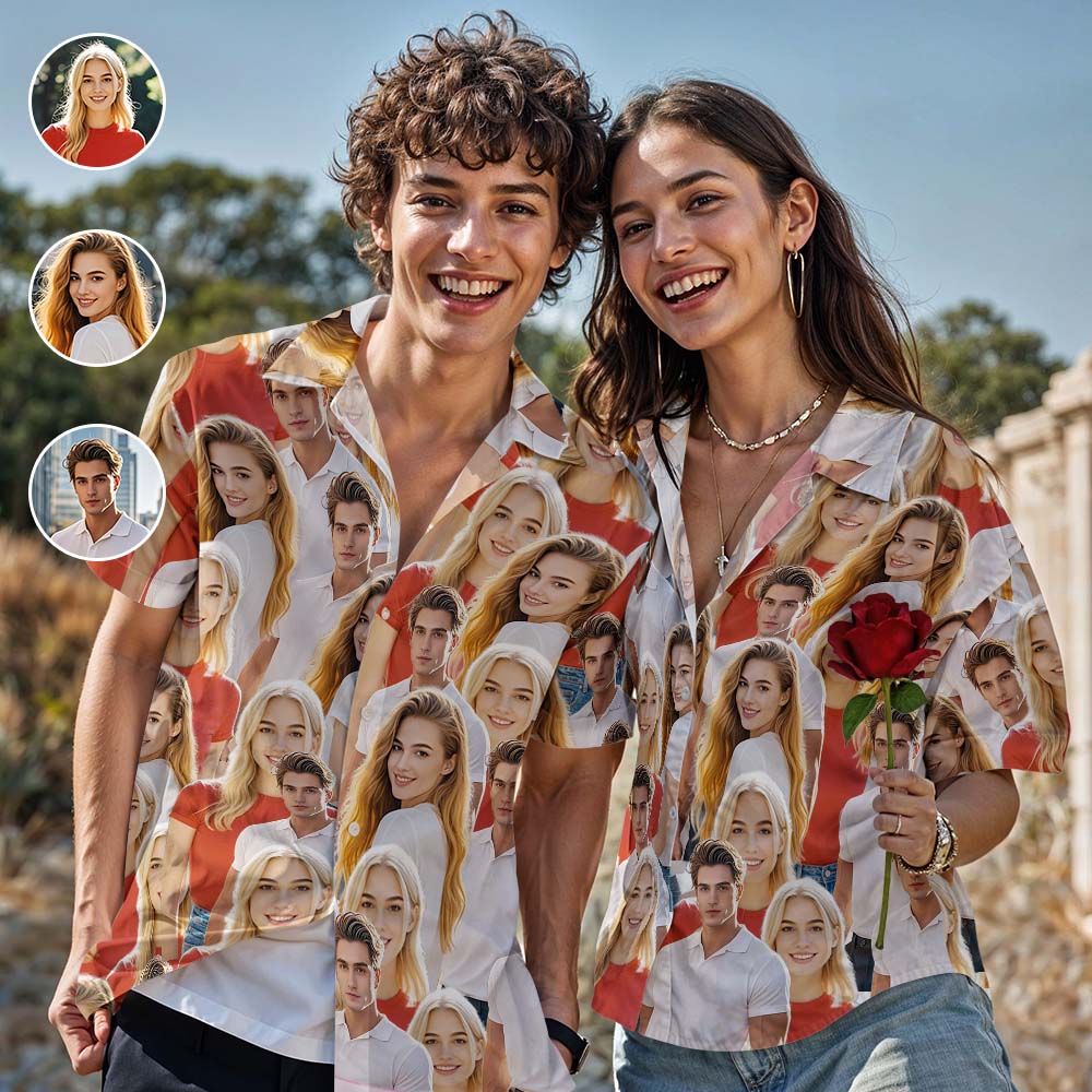 Custom Hawaiian Aloha Shirt Vintage Photo Button-down ShirtsWith 3-6 Photos Gift For Couple - MyHawaiianShirtsAU