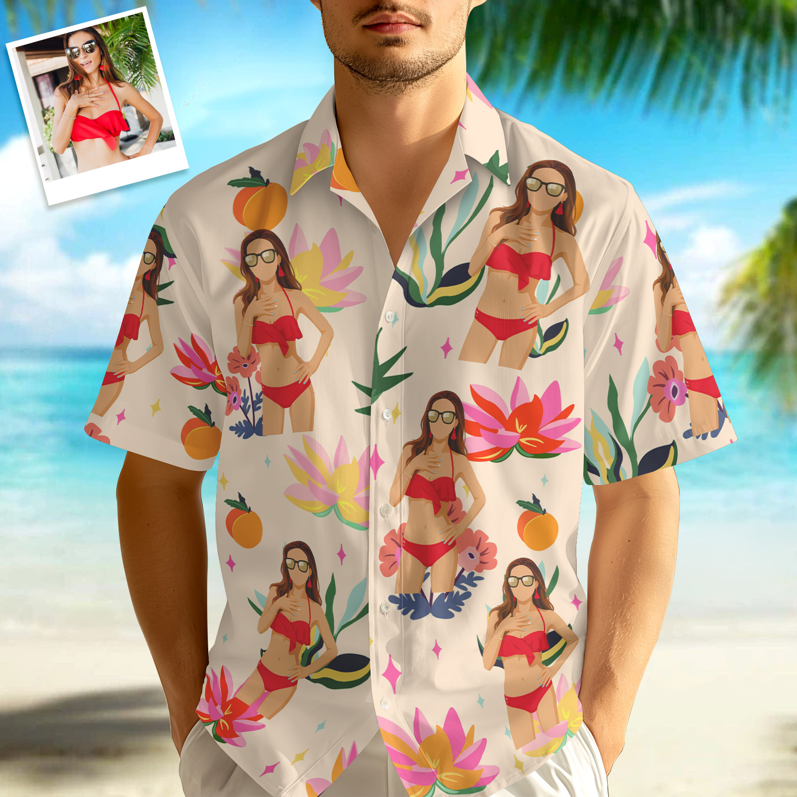 Custom Photo Hawaiian Shirts Cartoon-style Illustration Photo Shirts - MyHawaiianShirtsAU