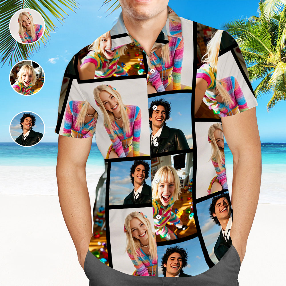 Custom Hawaiian Shirts AI Cartoon Effect Shirts, Customized Multi-image Button Shirt - MyHawaiianShirtsAU