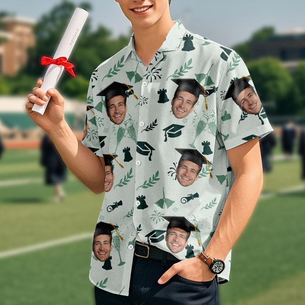 Custom Hawaiian Shirt for Graduates Explosive Grad Energy with Your Face - MyHawaiianShirtsAU