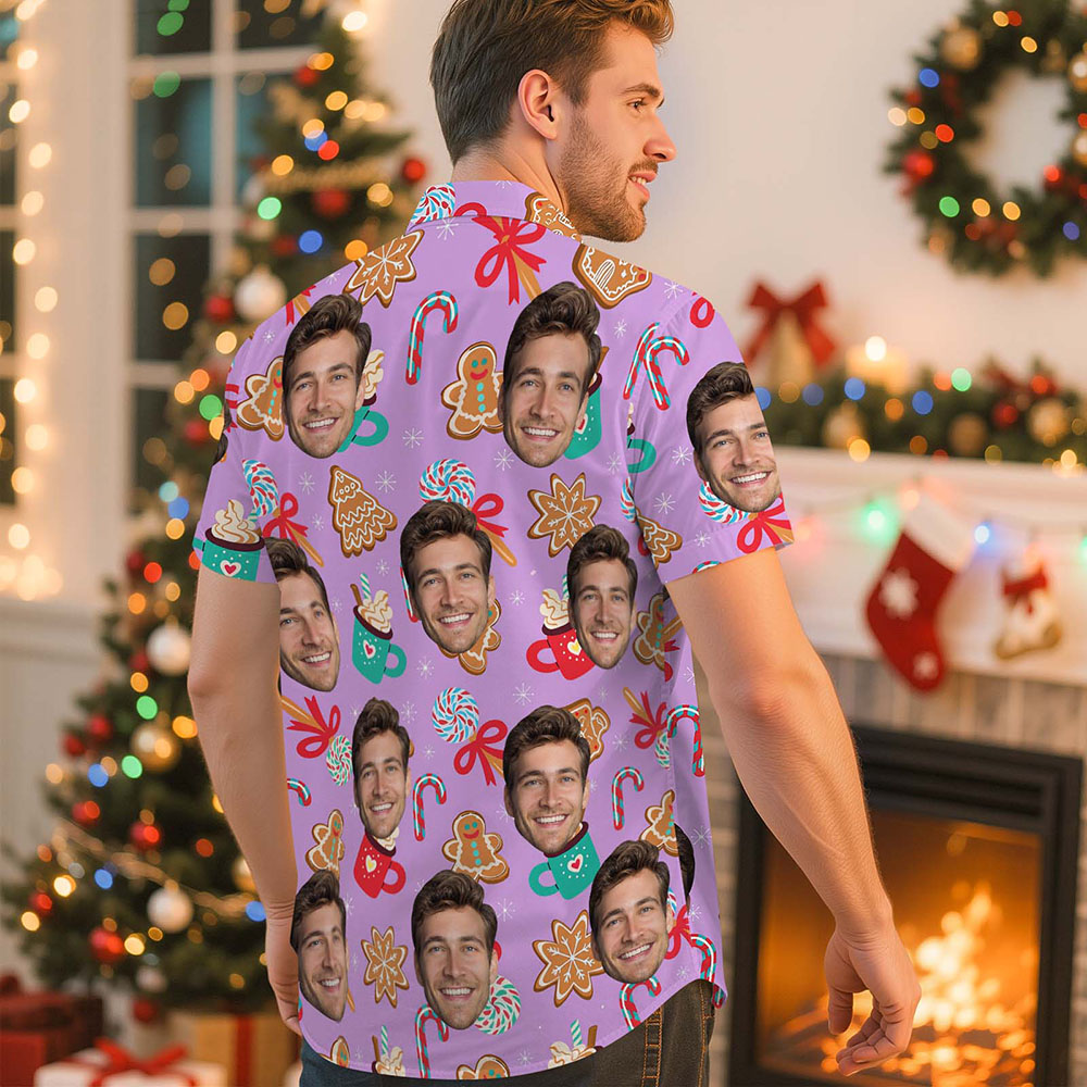 Custom Christmas Hawaiian Shirt With Face Personalized Photo Shirt Christmas Gift For Him
