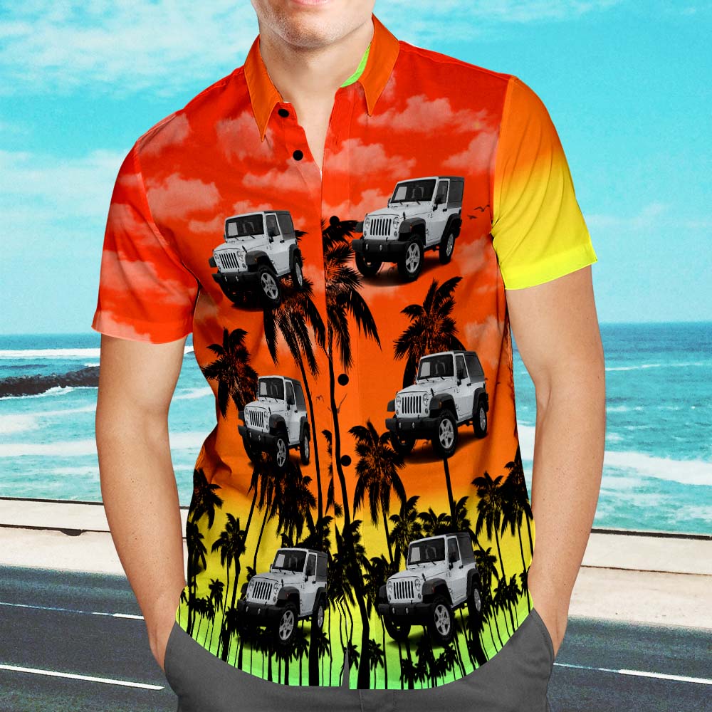 Upload Car Photo Custom Photo Hawaiian Shirt Summer Fancy Orange Personalized Aloha Beach Shirt For Men - MyHawaiianShirtsAU