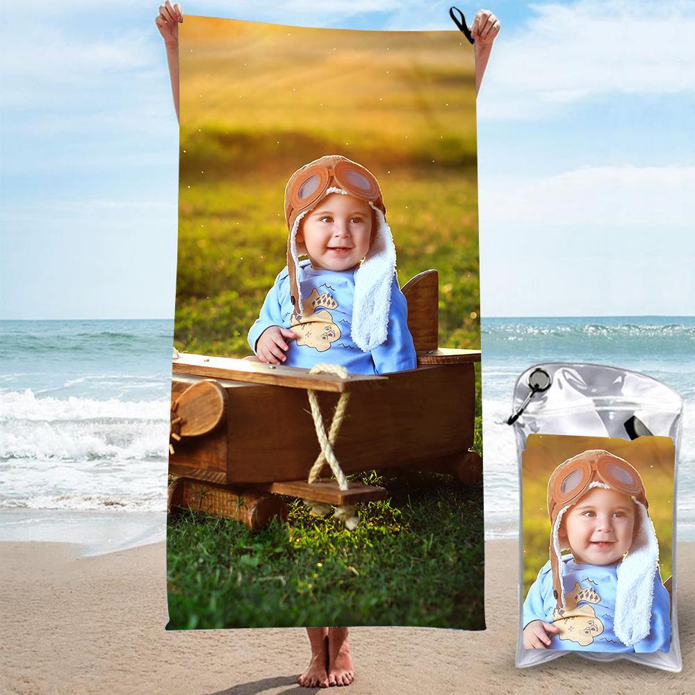 Customized Photo Personalised Beach Towel Gift Spring Break Beach Towel for Baby - MyHawaiianShirtsAU