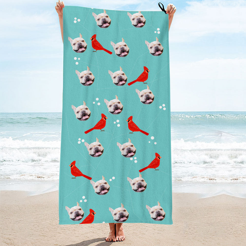 Custom Dog Faces Beach Towel Personalized Photo Beach Towel Funny Gift - MyHawaiianShirtsAU