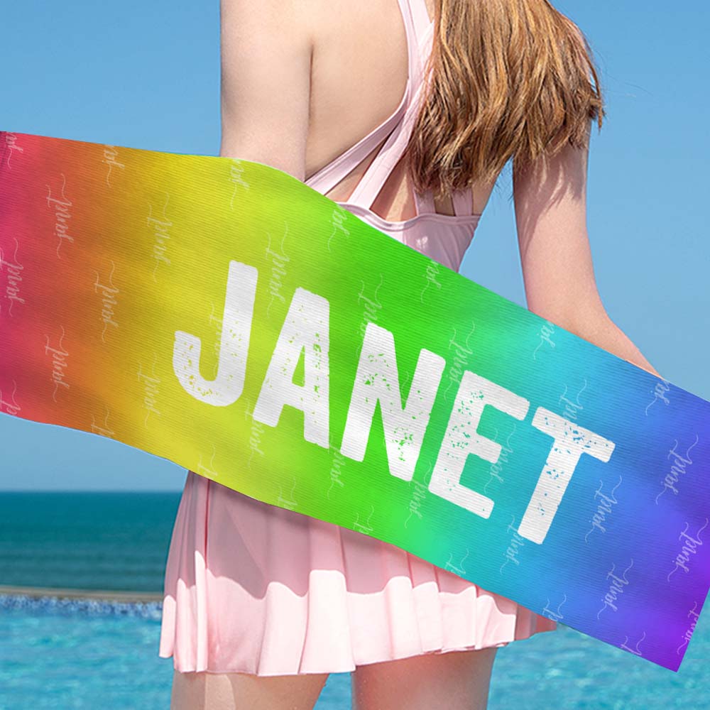 Custom Colorful Beach Towel Personalized Photo Beach Towel Special Gift - MyHawaiianShirtsAU