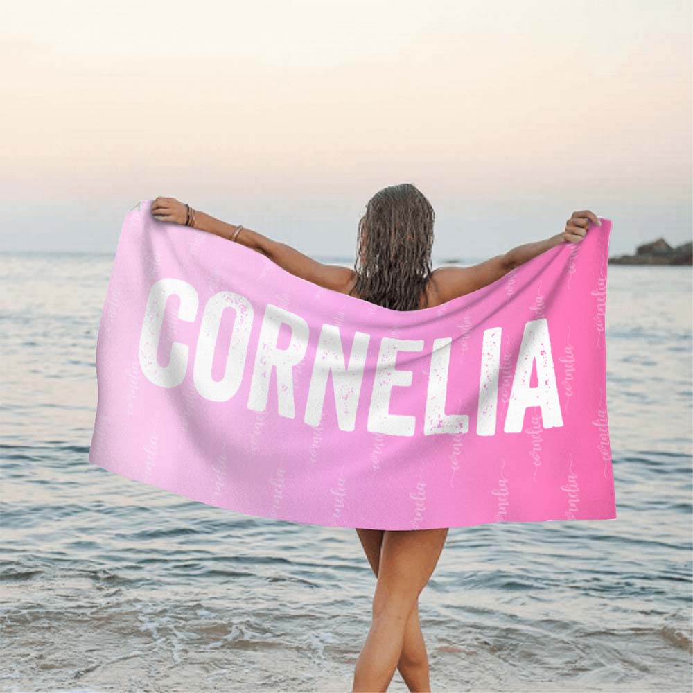 Custom Pink Beach Towel Personalized Photo Beach Towel Special Gift - MyHawaiianShirtsAU