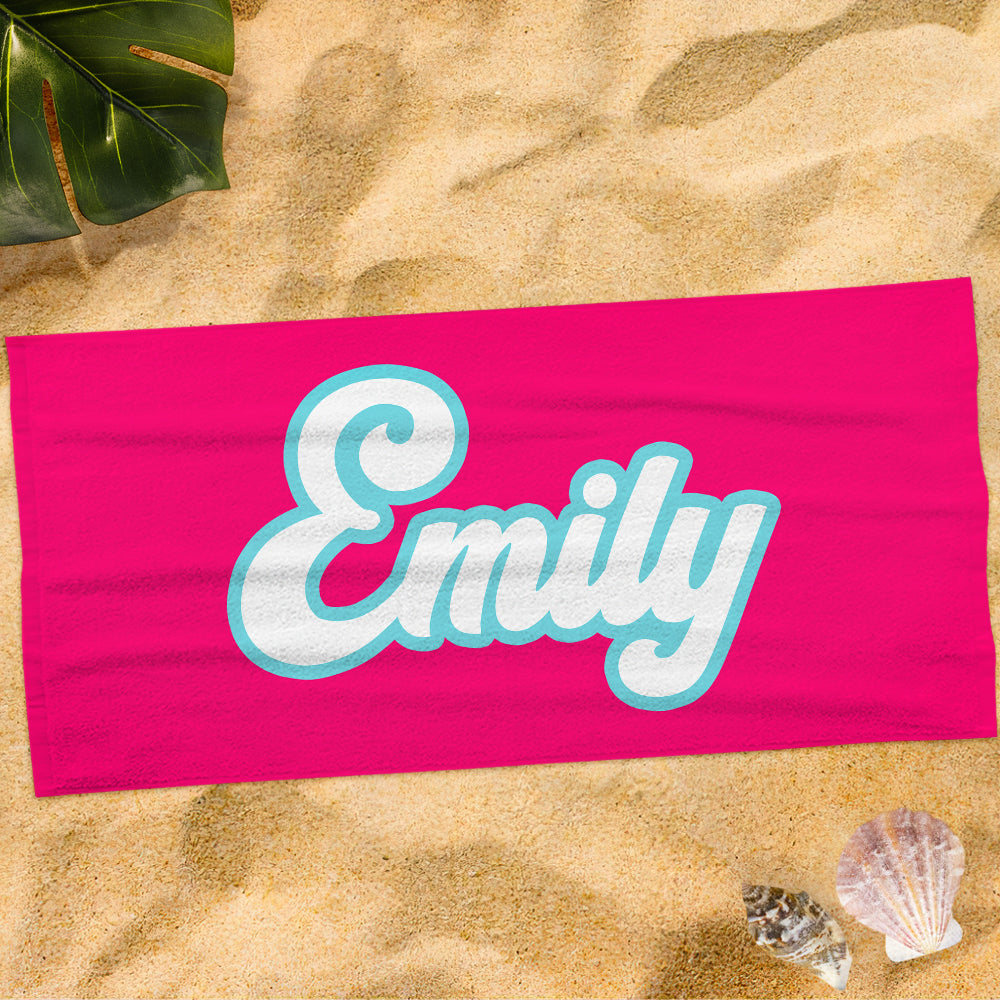 Personalized Bath Beach Towel Custom Name Colorful Beach Towel Gift for Family - MyHawaiianShirtsAU