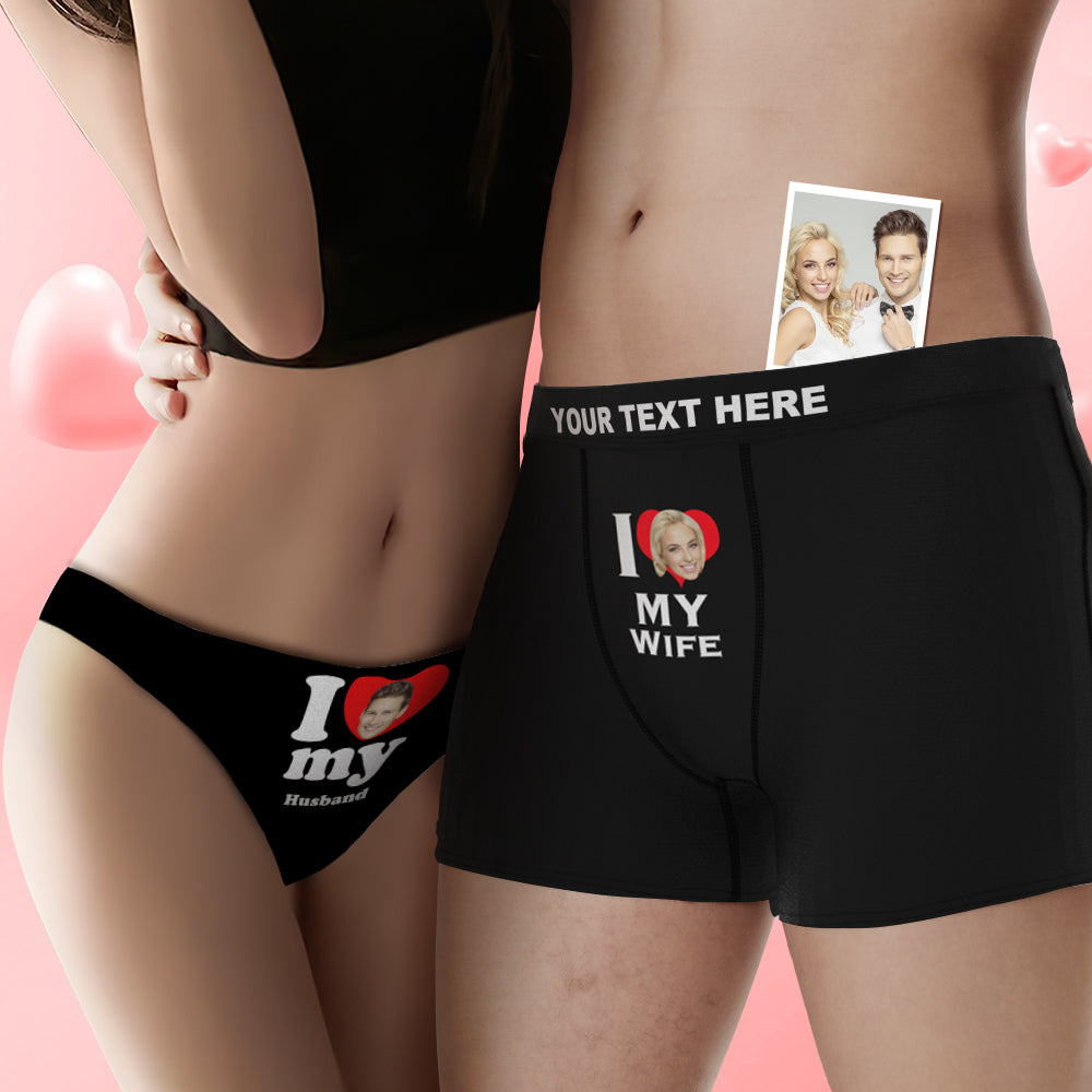 Custom Face Couple Underwear Love Heart Personalized Underwear Valentine's Day Gift - MyHawaiianShirtsAU
