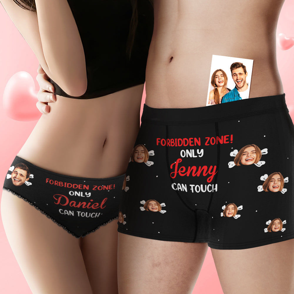 Custom Face Underwear Personalized Name Boxer Briefs and Panties Valentine's Day Gifts for Couple - MyHawaiianShirtsAU
