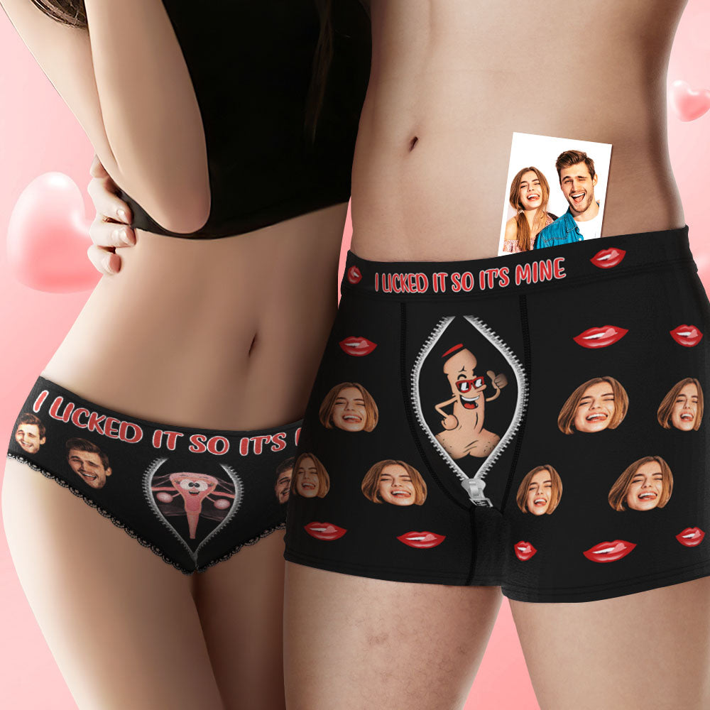 Custom Face Underwear Personalized Boxer Briefs and Panties I SUCKED IT SO IT'S MINE Valentine's Day Gifts for Couple - MyHawaiianShirtsAU