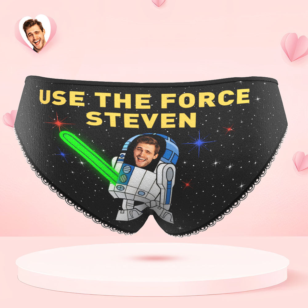 Custom Face Panties Personalized Photo Women's Lace Panties USE THE FORCE Valentine's Day Gift - MyHawaiianShirtsAU