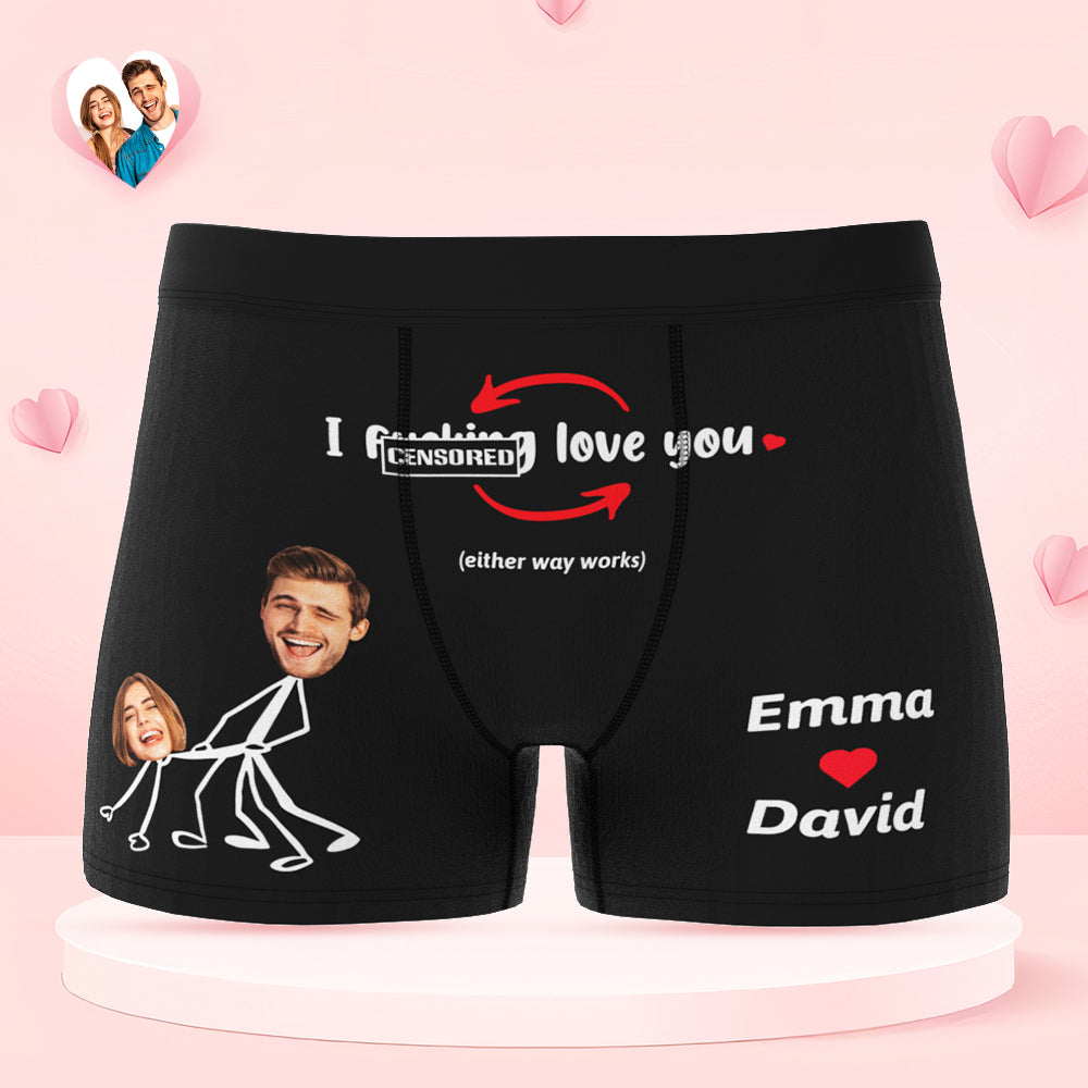 Custom Face Boxer Briefs Personalized Underwear I Love You Valentine's Day Gifts for Him - MyHawaiianShirtsAU