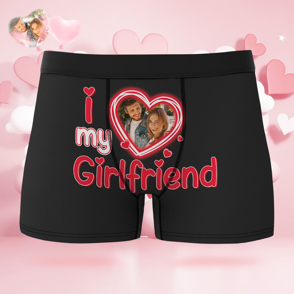 Custom Face Boxer Briefs Personalized Underwear Valentine's Day Gifts for Him I Love Girlfriend - MyHawaiianShirtsAU