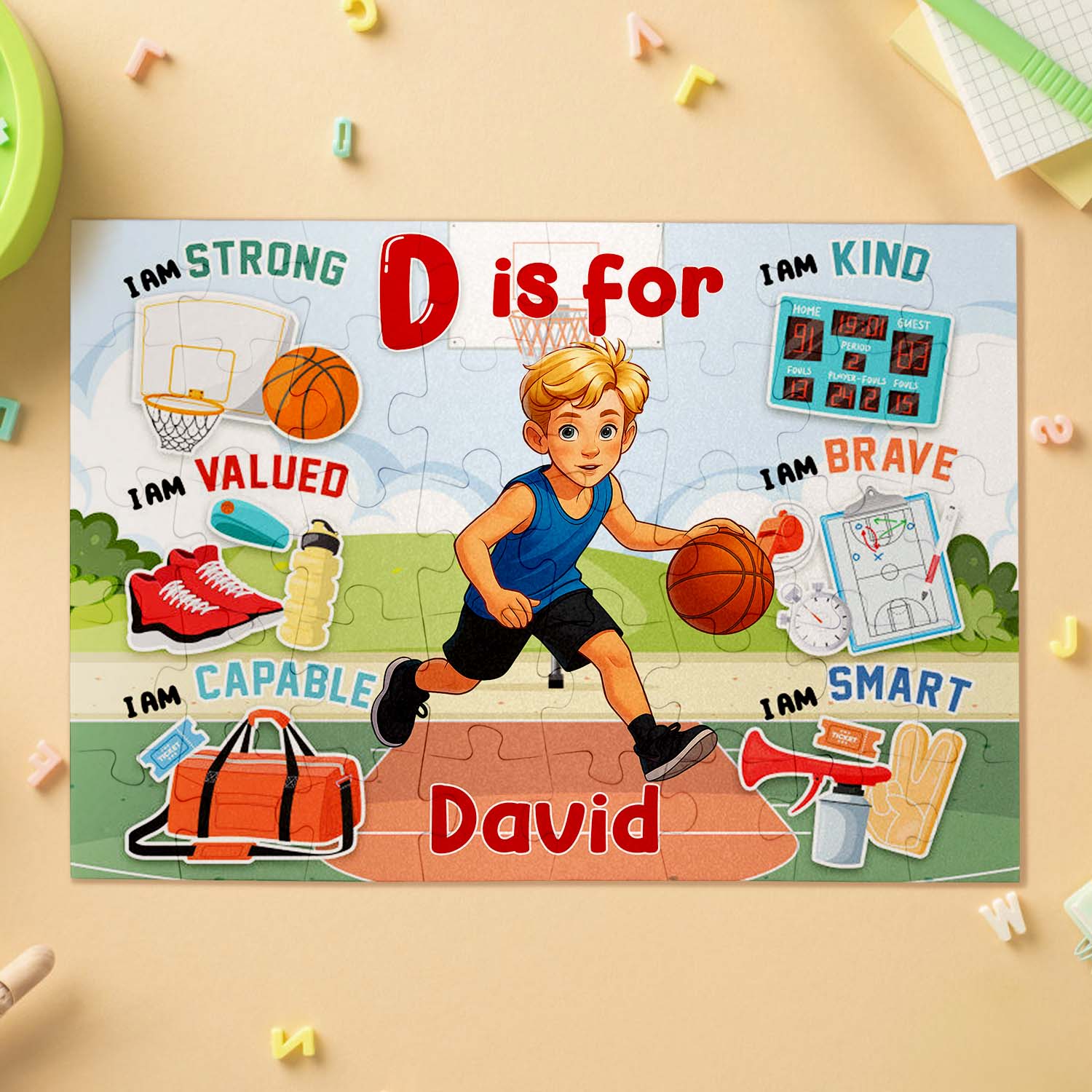Personalized Cartoon Kids Puzzle Custom Photo & Name Fun Gift for Sports Kids - MyHawaiianShirtsAU