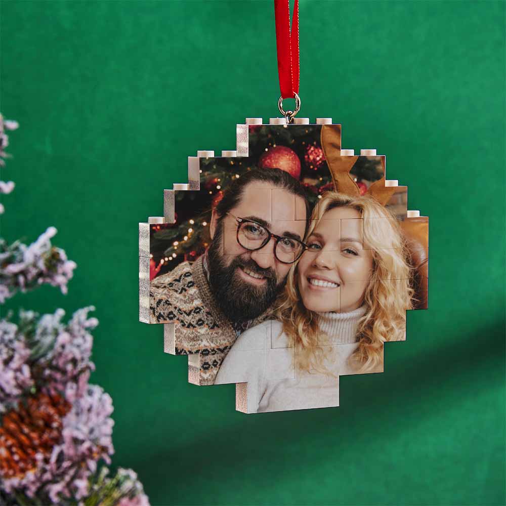 Christmas Ornament Custom Music Code Round Photo Block Personalized Building Brick - MyHawaiianShirtsAU