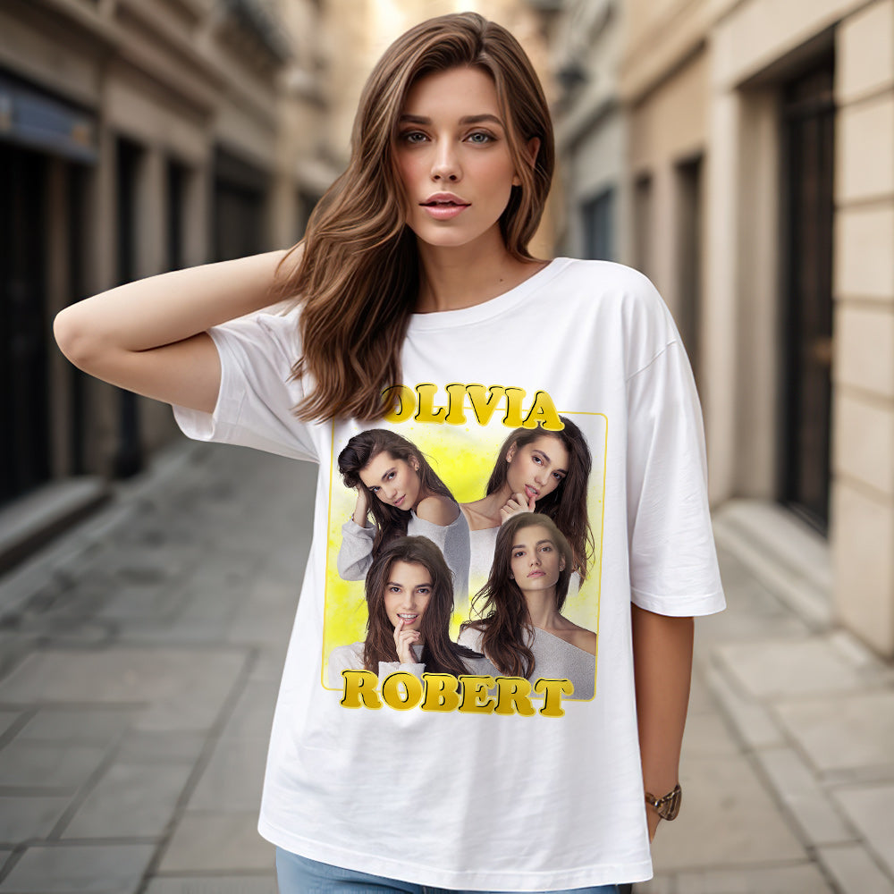 Custom 90s Bootleg Vintage Rap T Shirt Personalized Name And Photo T-shirt