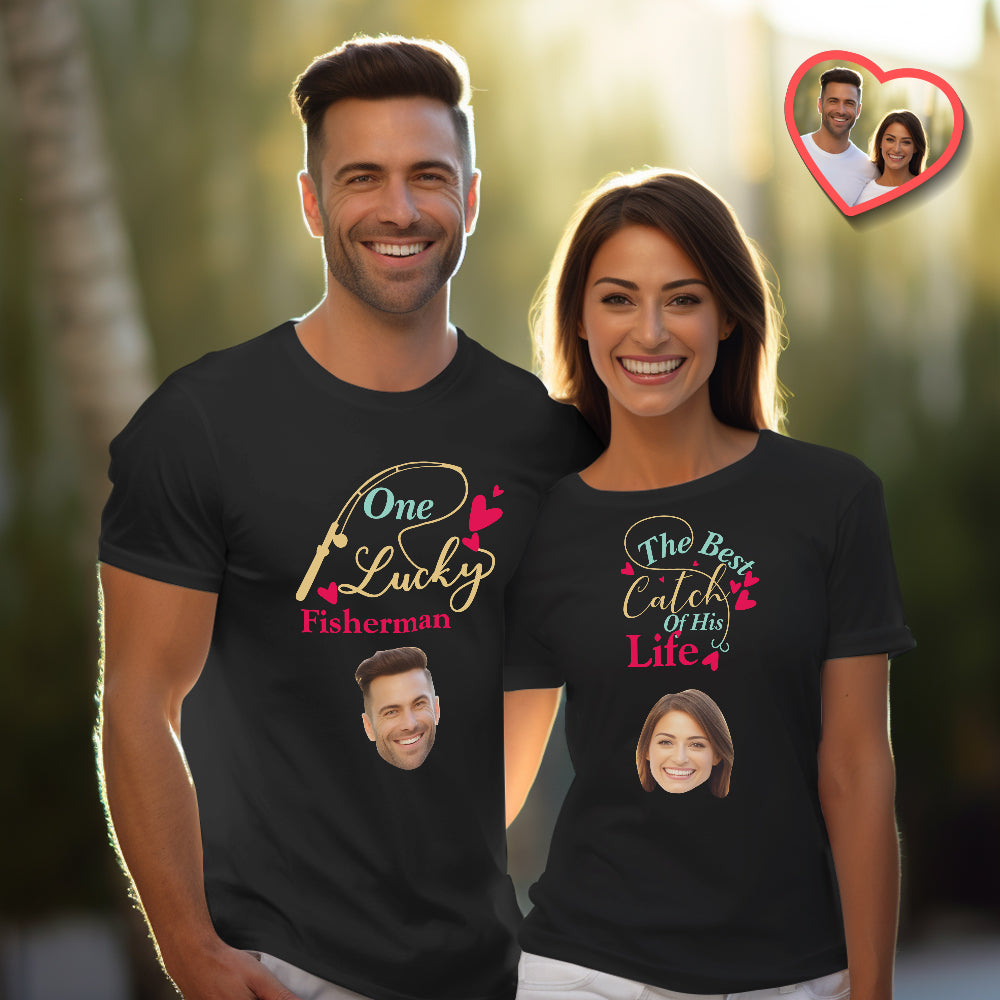 Custom Couple Matching T-shirts Best Catch Personalized Matching Couple Shirts Valentine's Day Gift - MyHawaiianShirtsAU