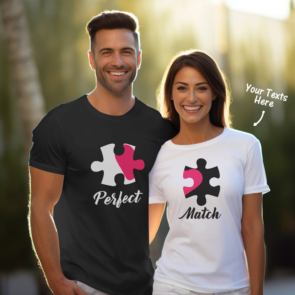 Perfect Match Custom Couple Matching T-shirts Personalized Matching Couple Shirts Valentine's Day Gift - MyHawaiianShirtsAU