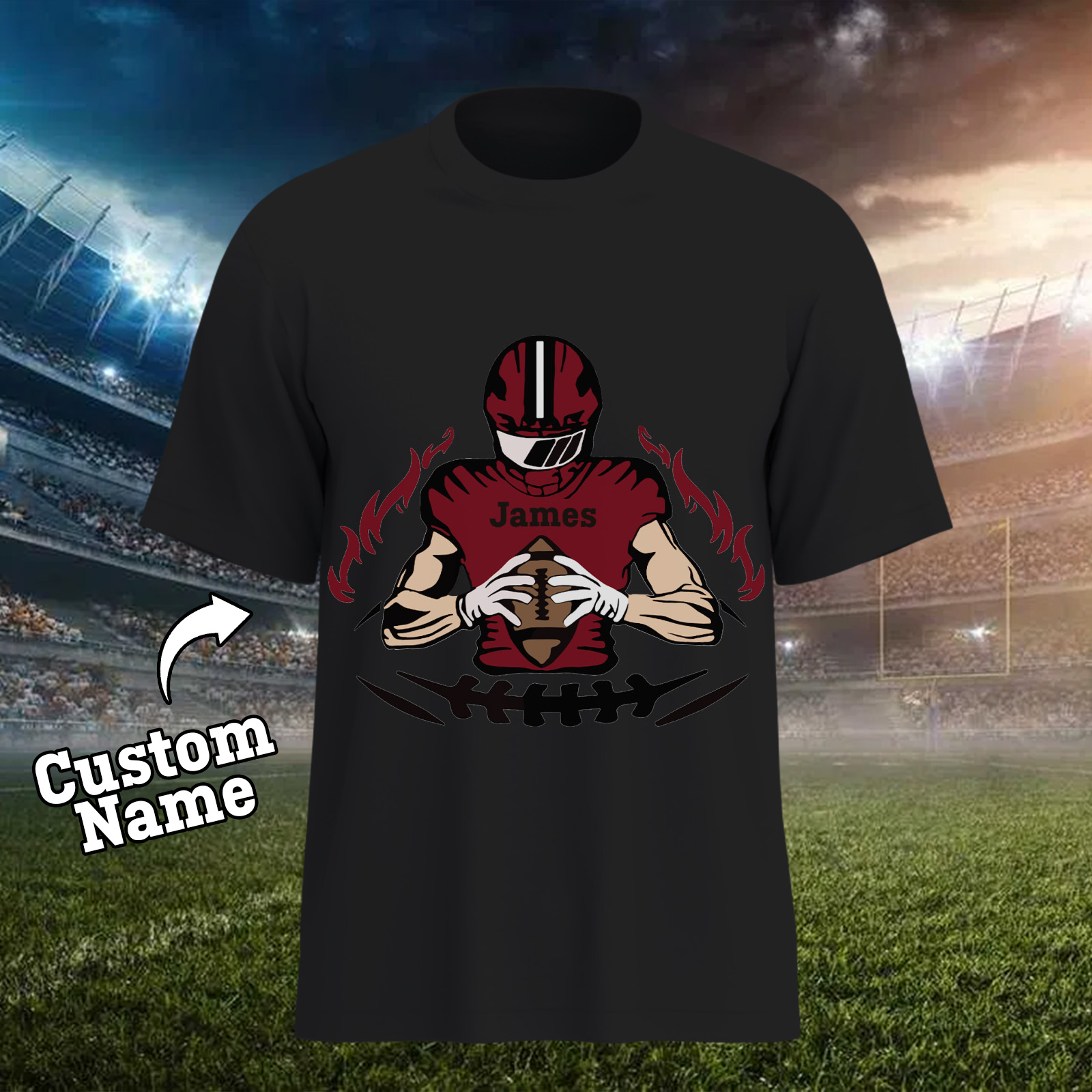Shine On Game Day - Custom Glitter Football Player T-shirt