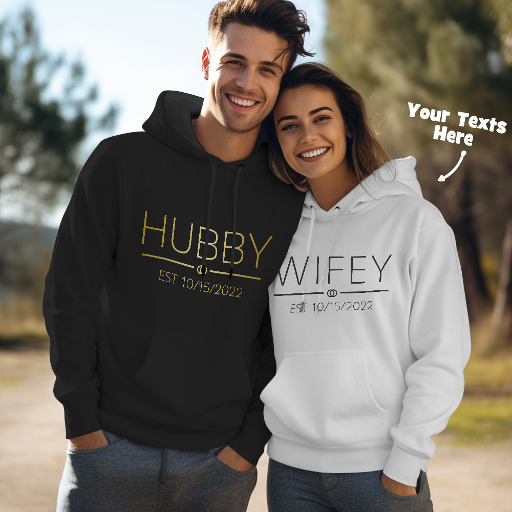 Custom Wifey Hubby Funny Couple Matching Hoodies Personalized Hoodie Valentine's Day Gift - MyHawaiianShirtsAU