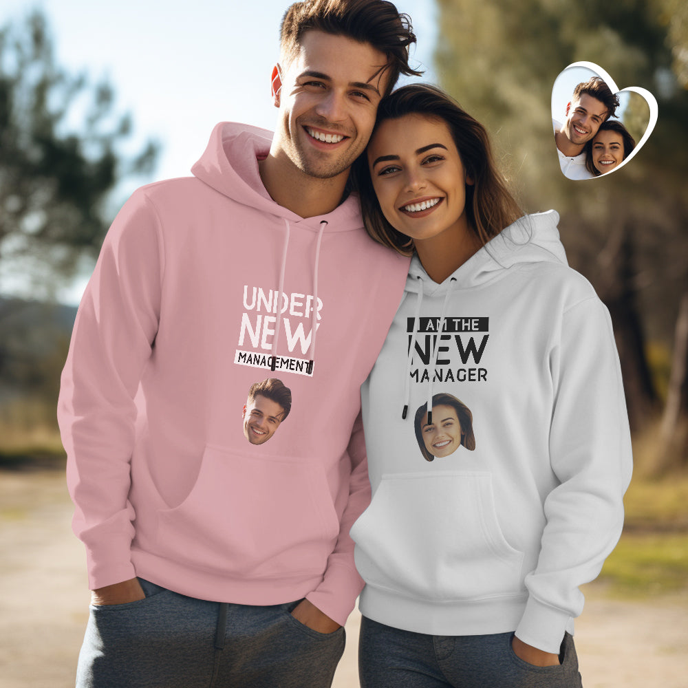 Custom Face Couple Matching Hoodies NEW MANAGEMENT Personalized Hoodie Valentine's Day Gift - MyHawaiianShirtsAU