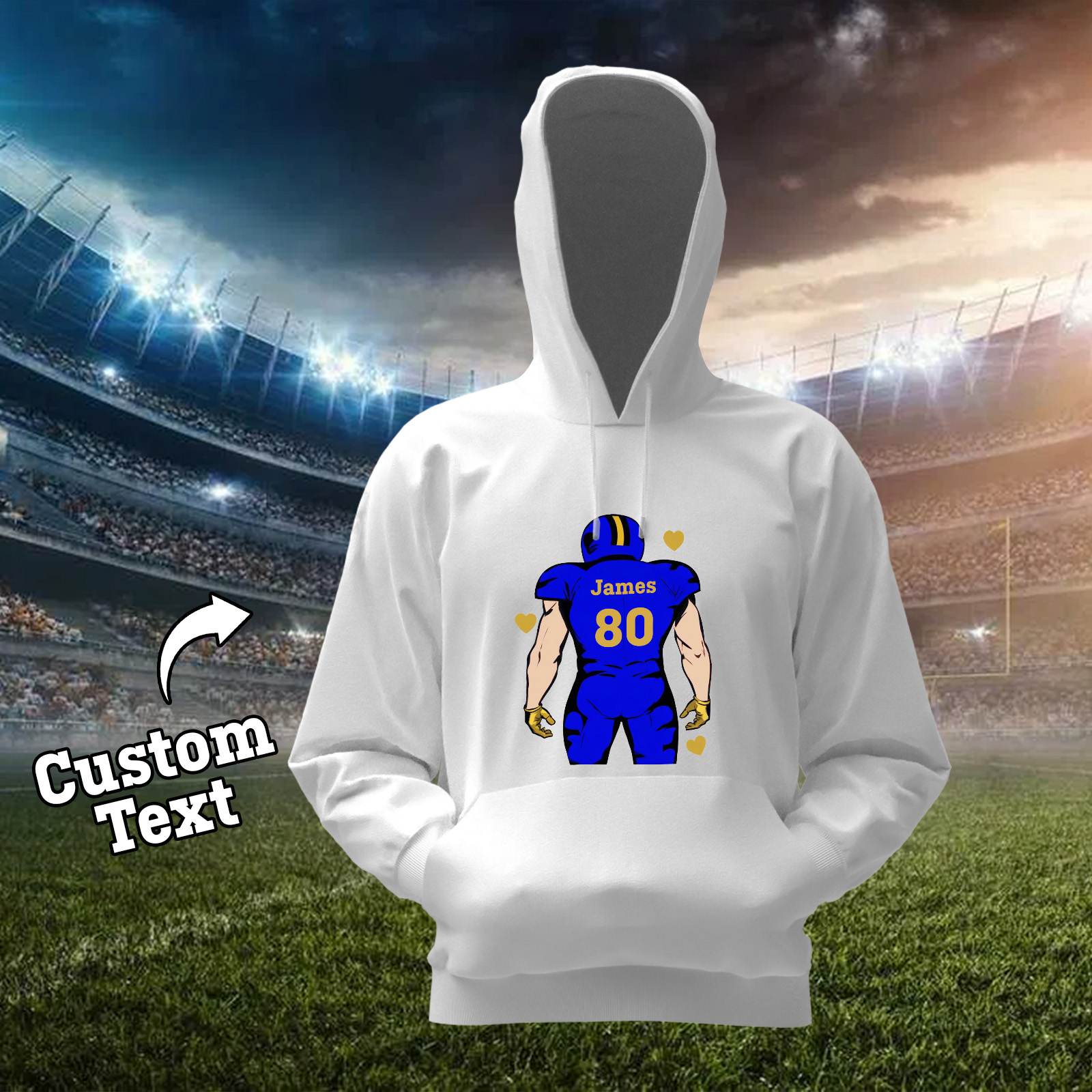Shine On Game Day - Custom Glitter Football Player Hoodie