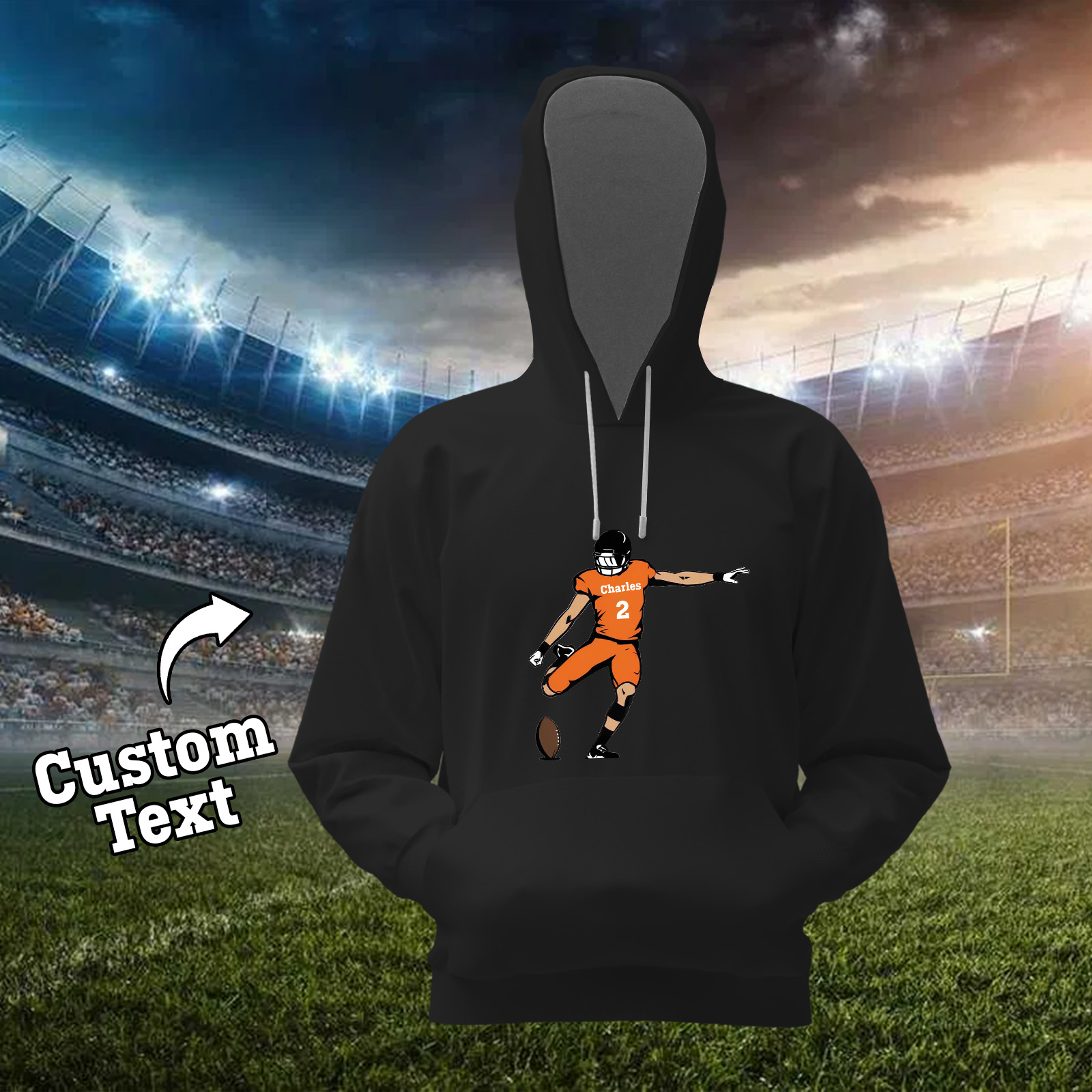 Shine On Game Day - Custom Glitter Football Player Hoodie T-shirt