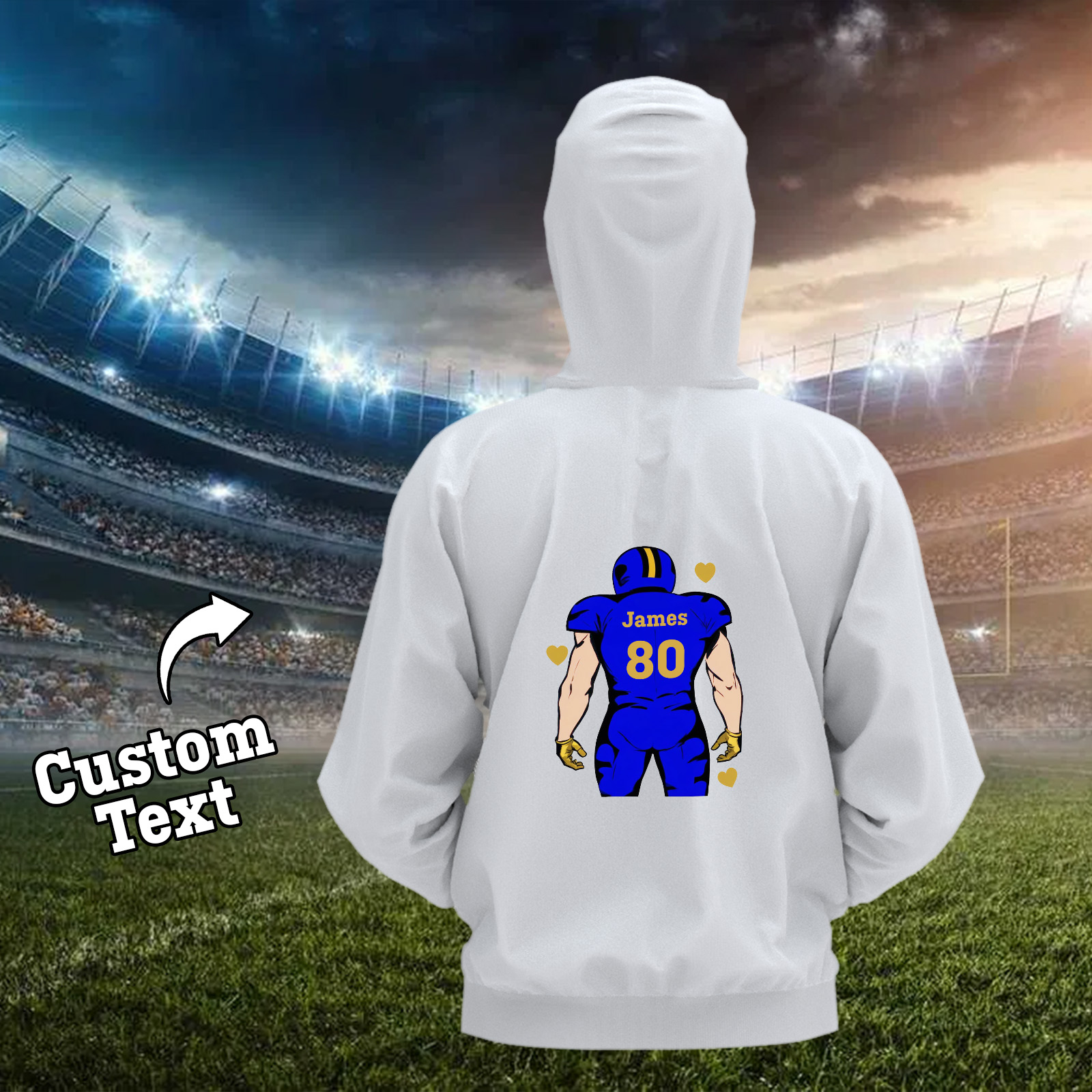 Shine On Game Day - Custom Glitter Football Player Hoodie