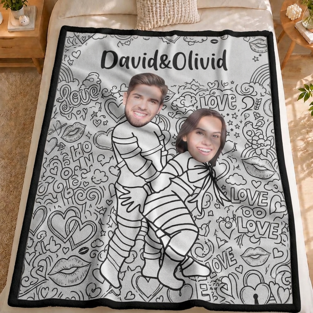 DIY Drawing Blanket Personalized Face Diys Drawings Blanket Kits Creative Diys Drawings Blankets for Couples