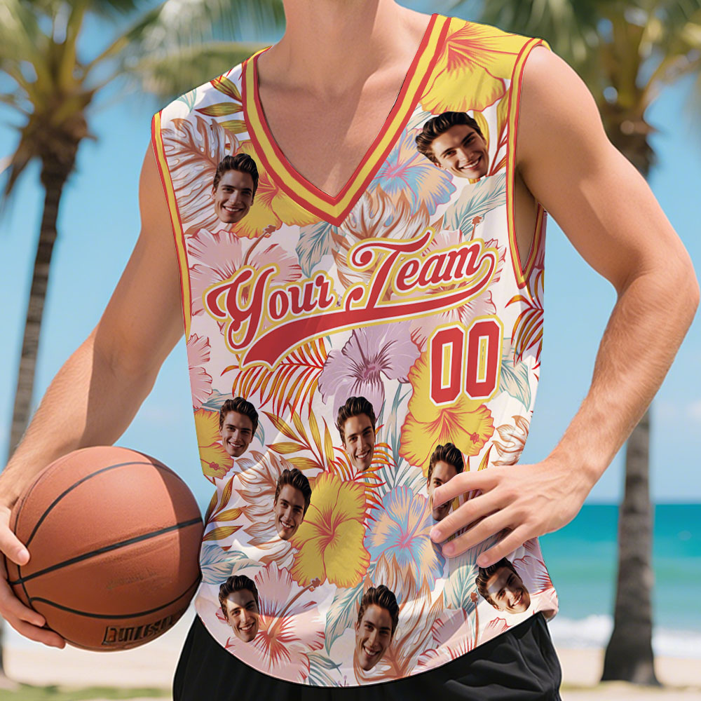Custom Summer Tropics Basketball Jersey Personalized Name & Number Athletic Tank - MyHawaiianShirtsAU