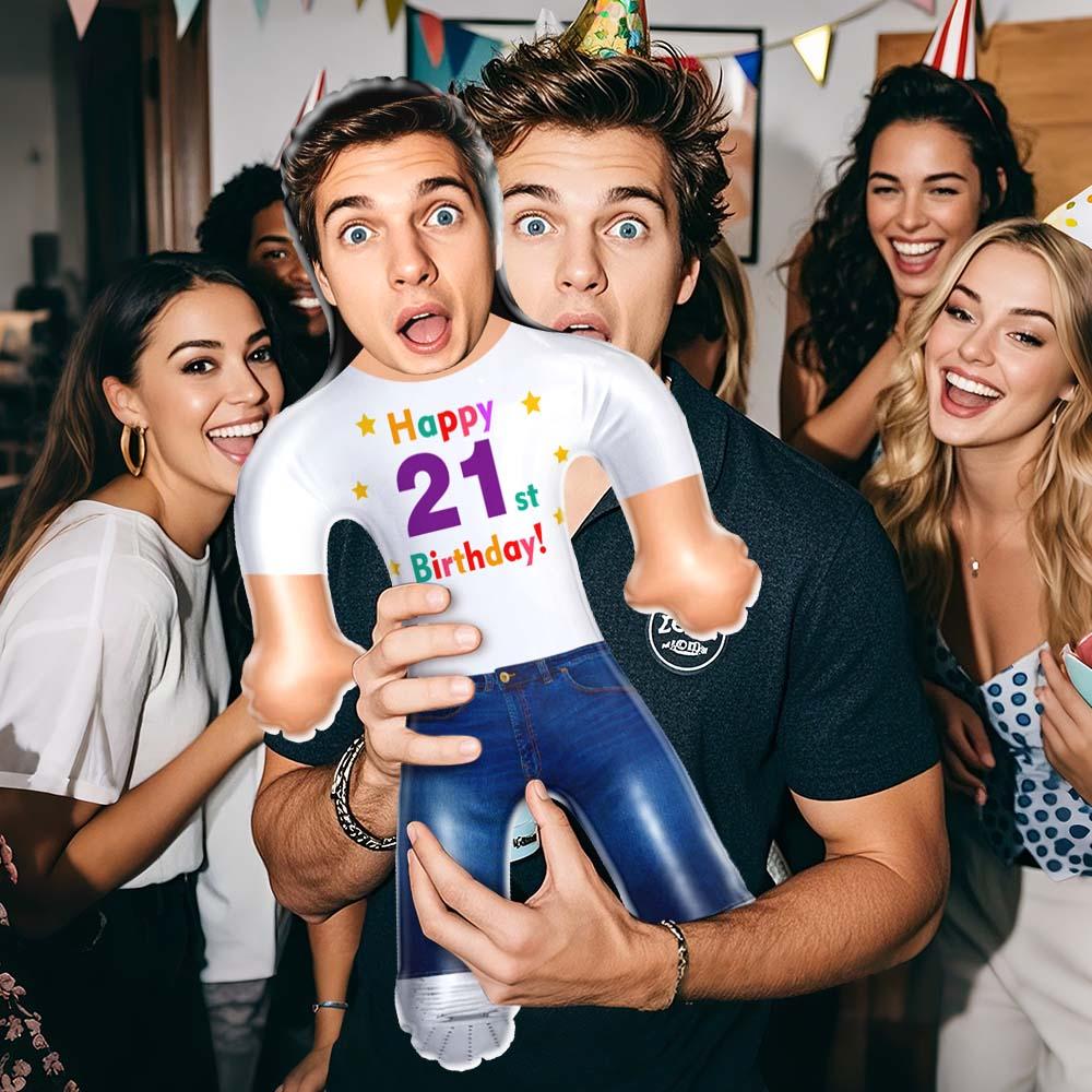 Custom Birthday Inflatable Air Minime Doll  Face Blow Up Doll Birthday Gift With Age - MyHawaiianShirtsAU