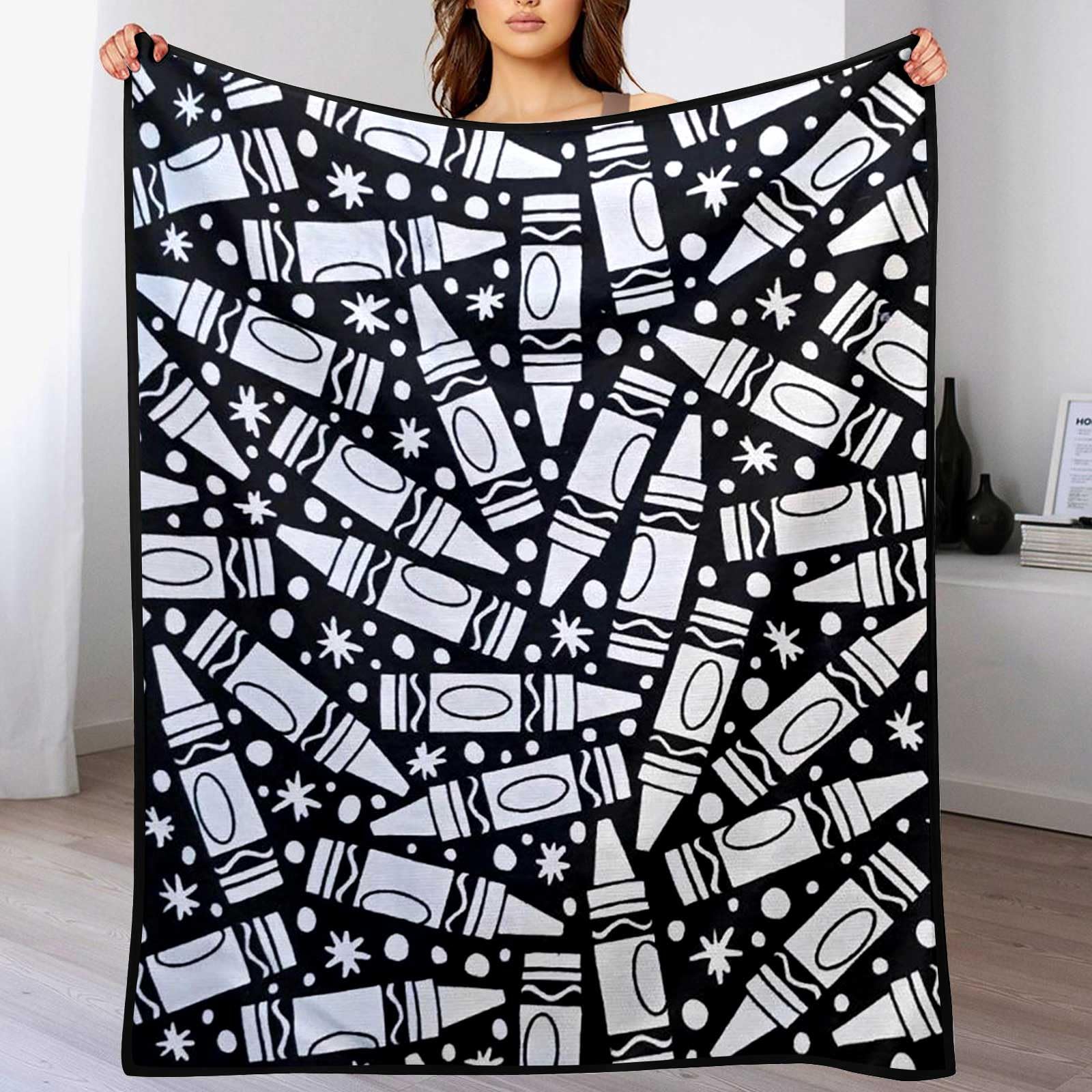 DIY Coloring Blanket Crayons Style with 24 Colors Markers, Color Your Own Blankets, Customizable Washable Diys Colorings Blanket Kits, You Can Color Fuzzy Velvet, Creative Diys Colorings Blankets for Adults