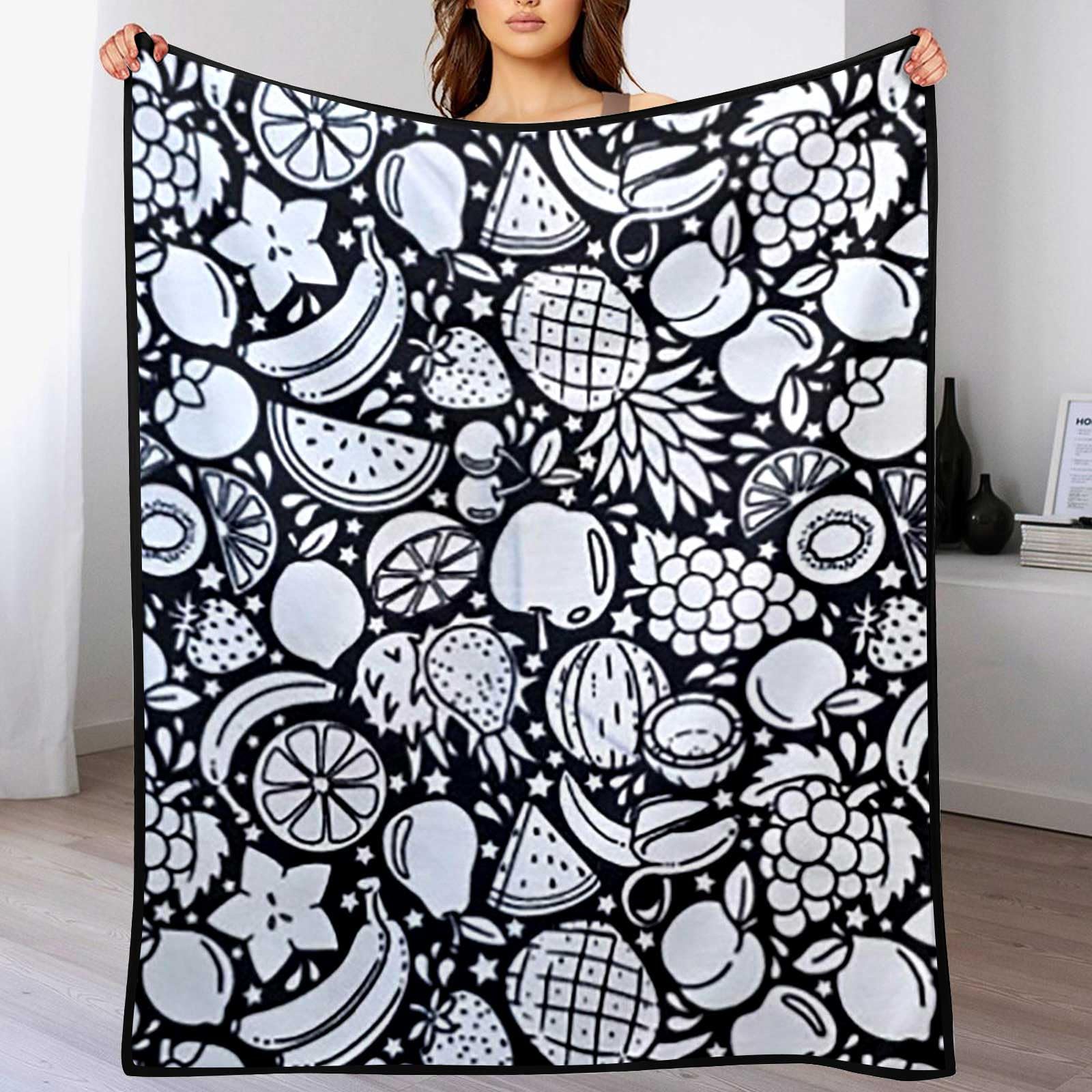 DIY Coloring Blanket Refreshing Fruit Style with 24 Colors Markers, Color Your Own Blankets, Customizable Washable Diys Colorings Blanket Kits, You Can Color Fuzzy Velvet, Creative Diys Colorings Blankets for Adults