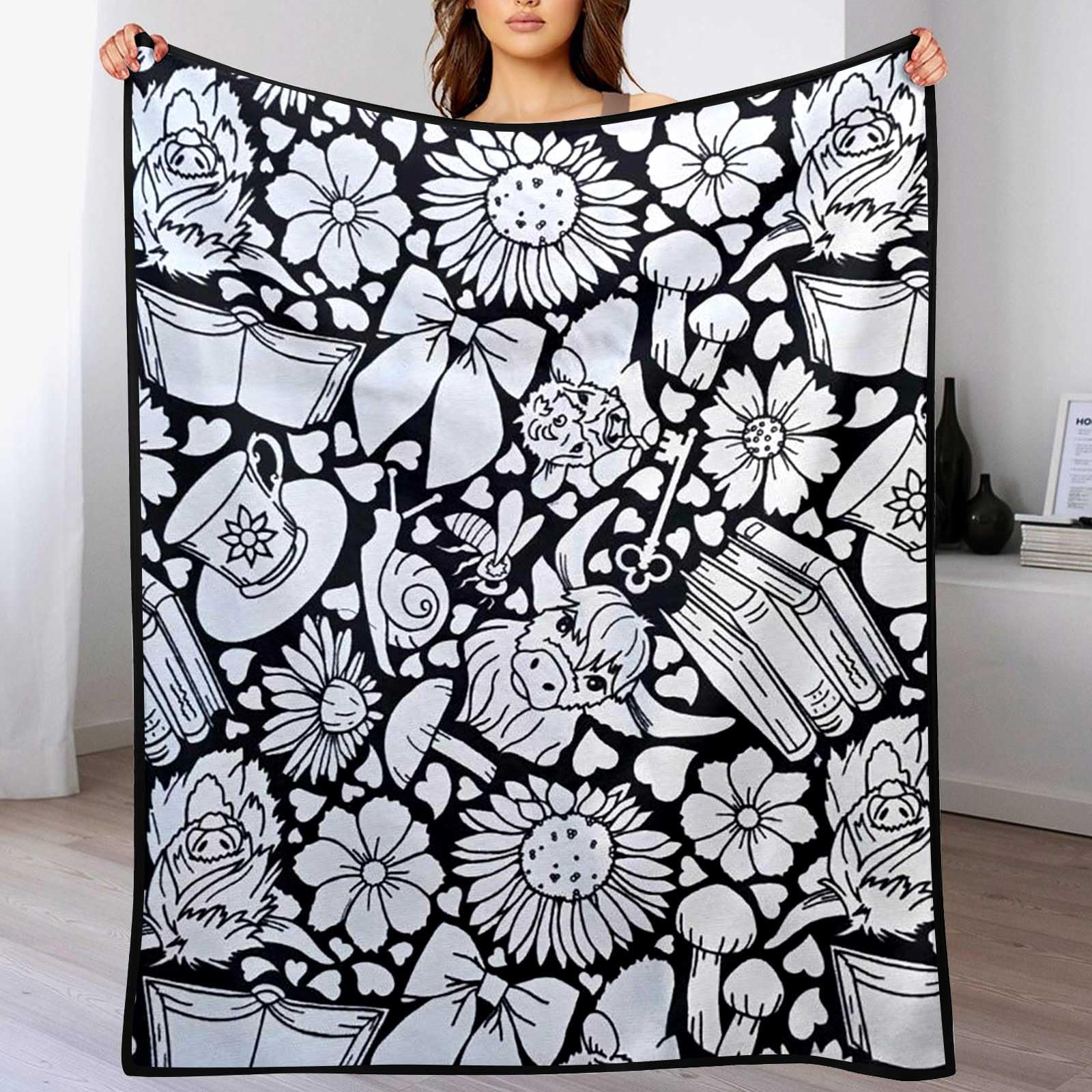 DIY Coloring Blanket Buffalo & Coffee Style with 24 Colors Markers, Color Your Own Blankets, Customizable Washable Diys Colorings Blanket Kits, You Can Color Fuzzy Velvet, Creative Diys Colorings Blankets for Adults