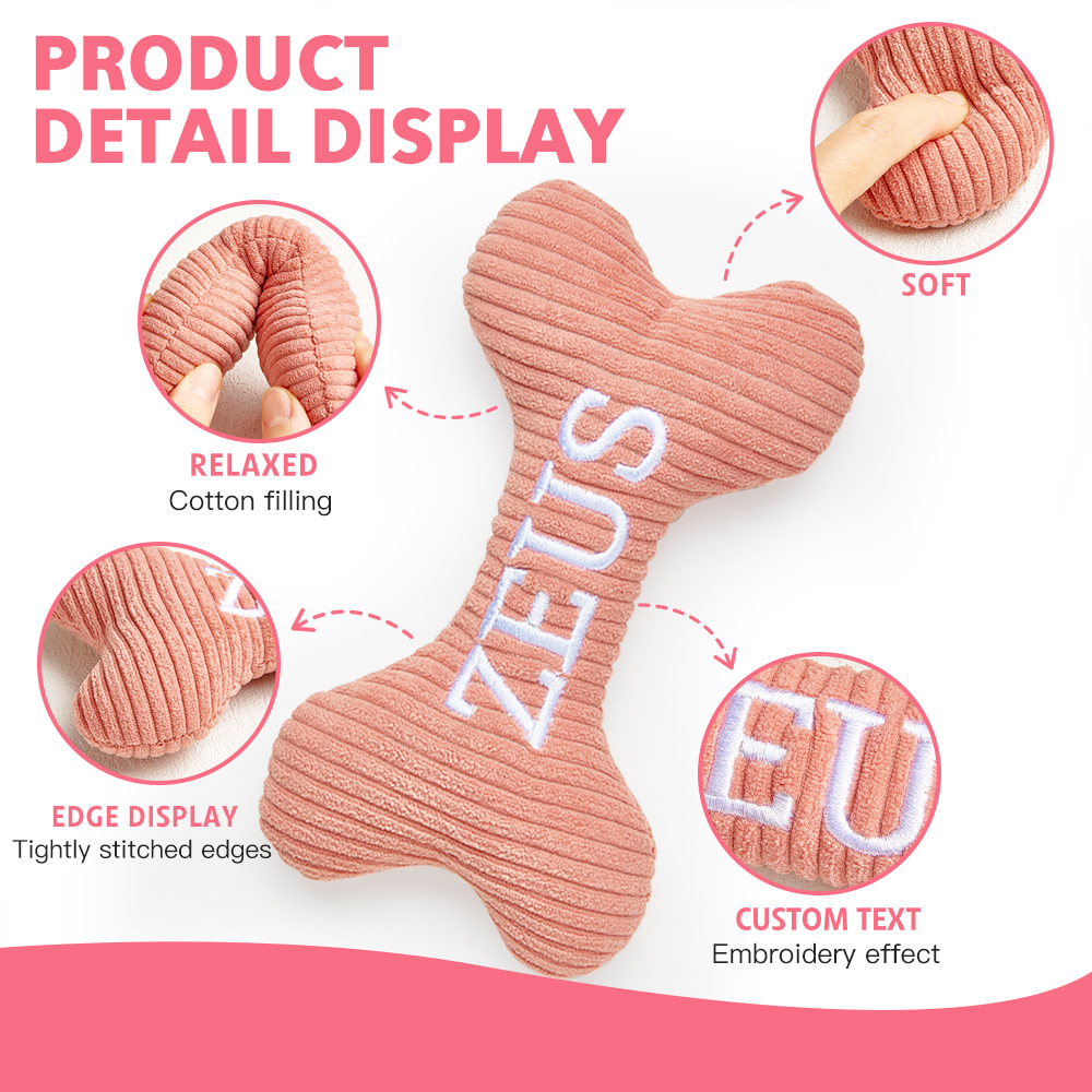 Personalized Dog Bone Toy: Embroidered Wool Blend Puppy Gift