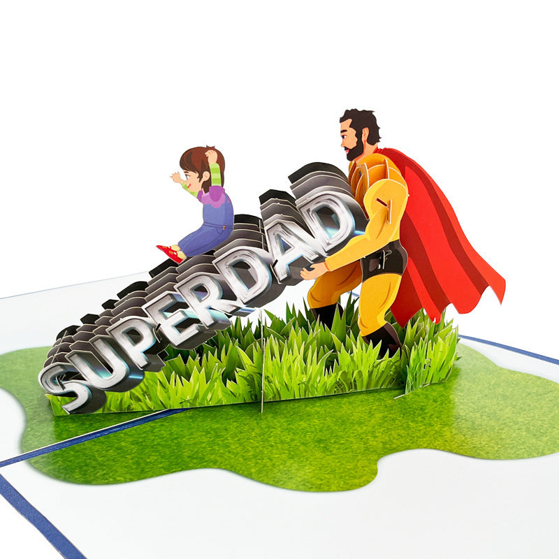 Father's Day Card 3D Pop Up Card Super Dad Greeting Card for Him - MyHawaiianShirtsAU