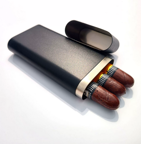 Heavy-Duty Stainless Cigar Case – Stylish Protection for 3 Cigars - MyHawaiianShirtsAU