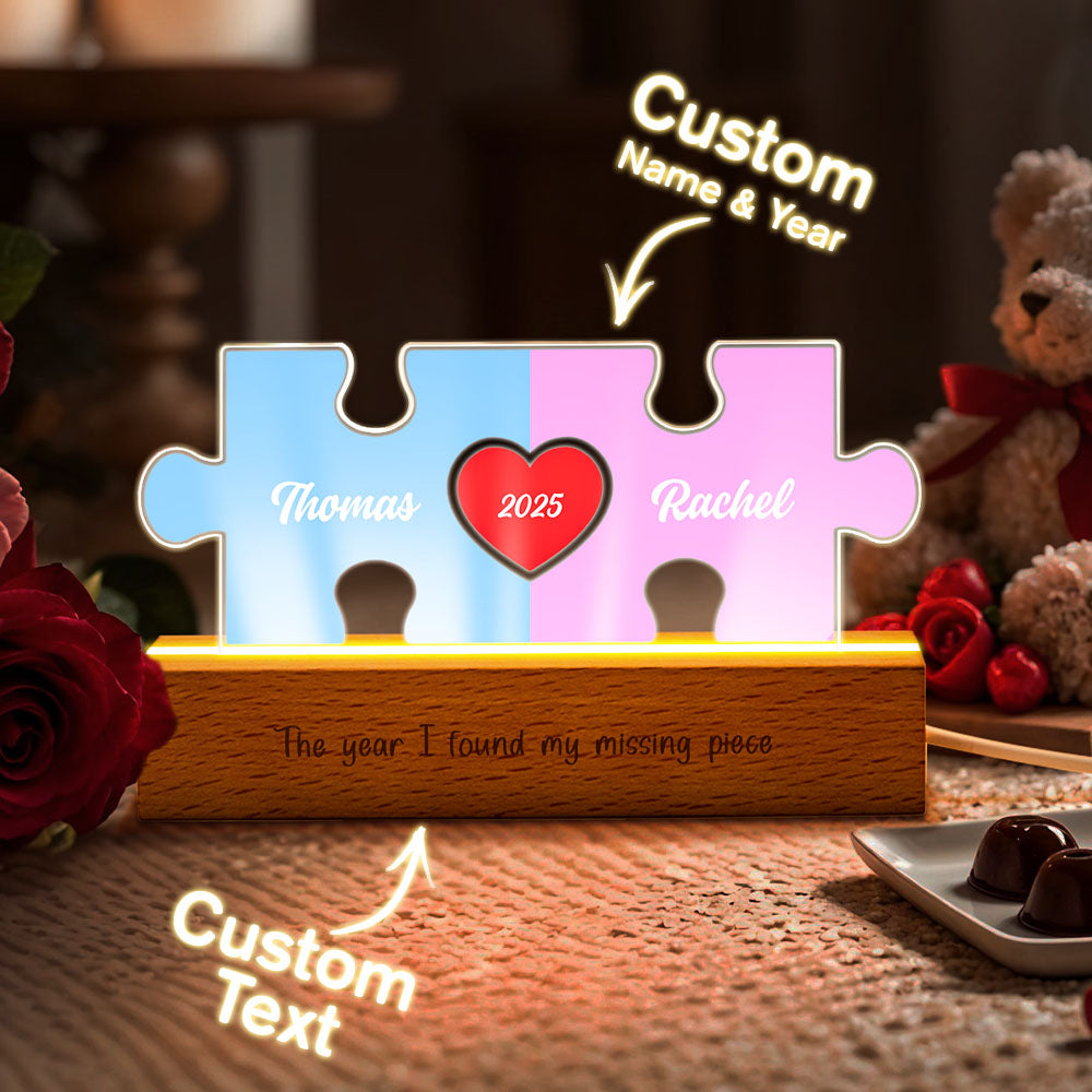 Personalized Couple Name Puzzle LED Night Light Gifts for Lover - MyHawaiianShirtsAU