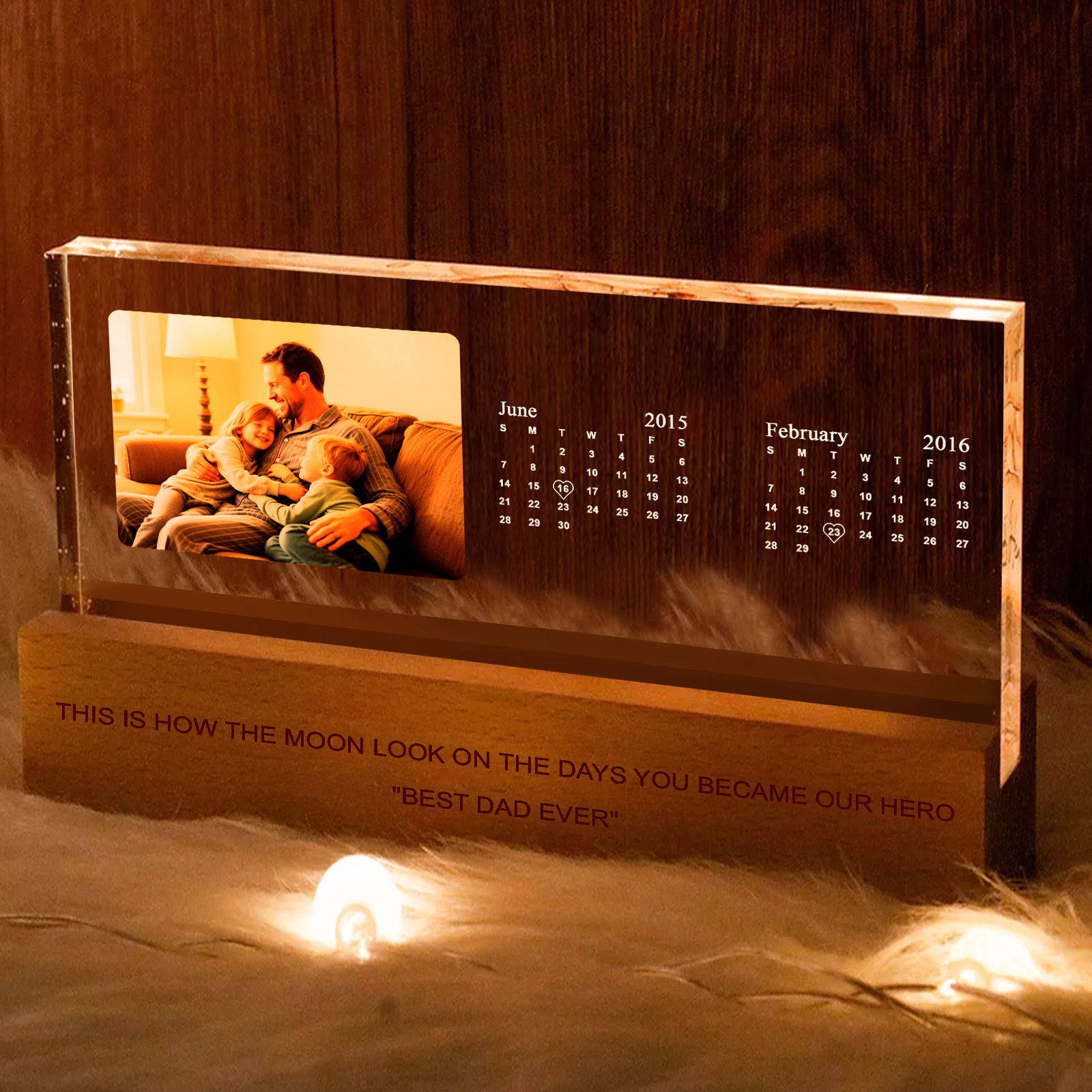 Personalized Acrylic Block LED Night Light The Day You Became My Dad Calendar Date Perfect Father's Day Gift For Husband - MyHawaiianShirtsAU